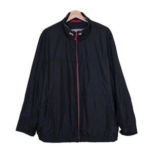 Bugatti Windbreaker Jacket Men 52R Black Lined Pockes Zip Preppy Outdoors Casual